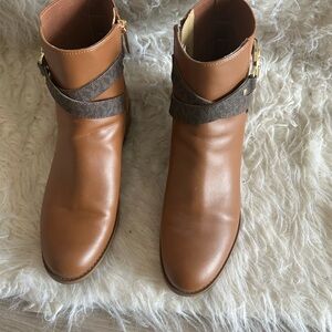 Michael Kors Brown Ankle Boots with Gold Buckle